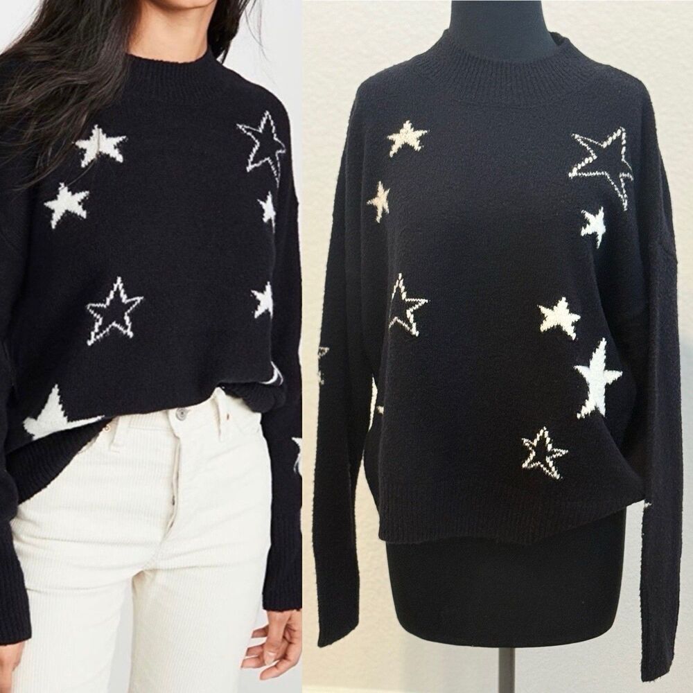 Rails Kana Midnight Ivory Stars Wool Cashmere Women’s‎ Large Comfort Soft Travel